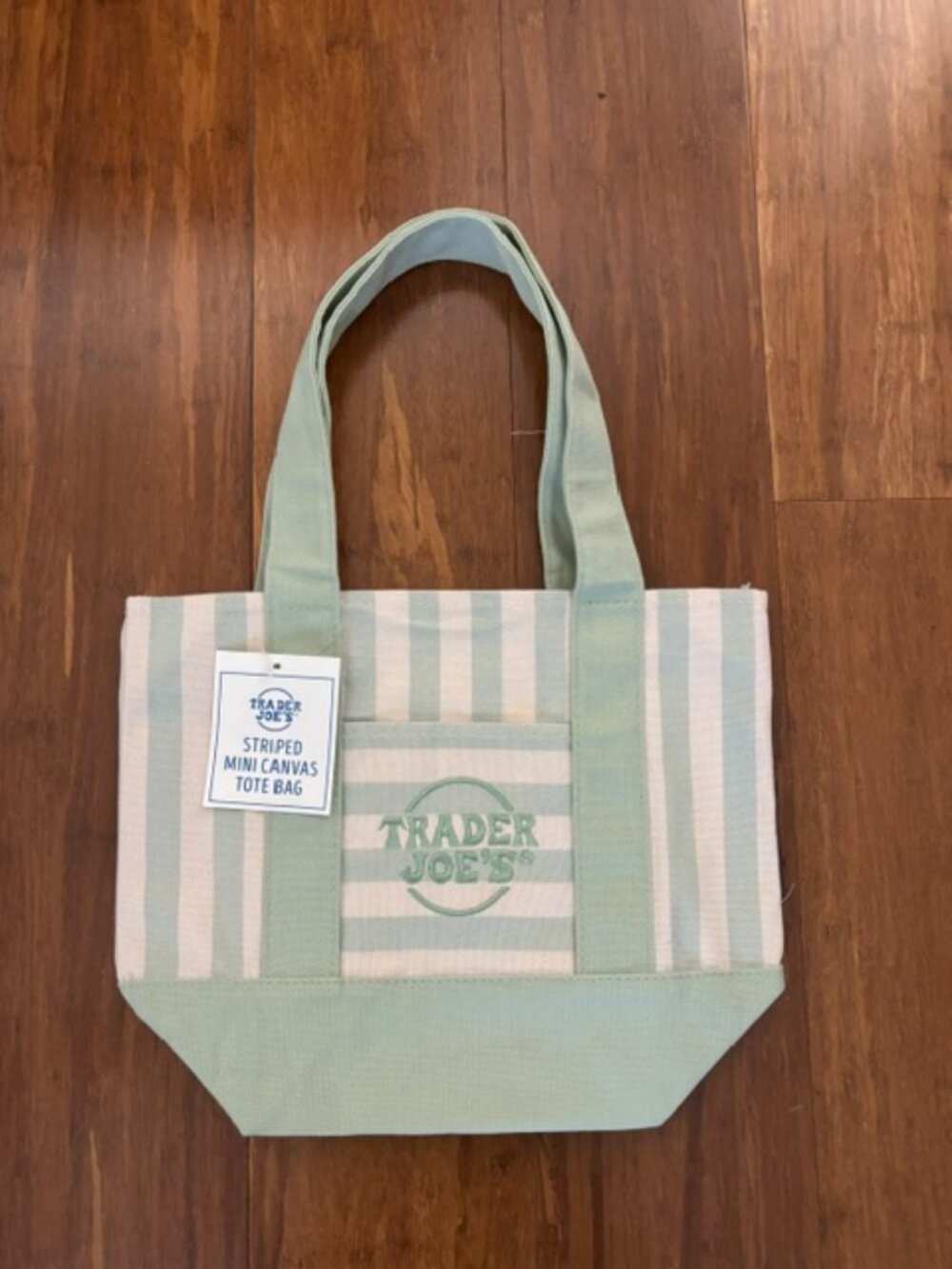 New Edition Summer 2026 Trader Joe’s Mini Tote Bags - Mint green striped